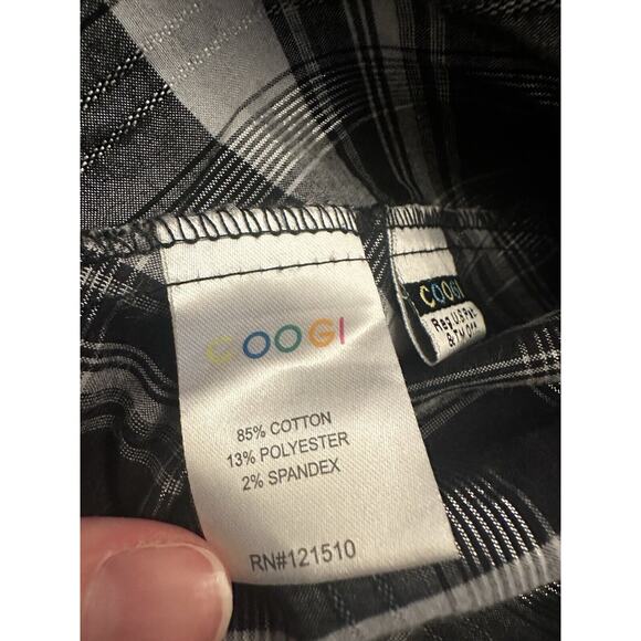 COOGI Women’s Black Embellished Button Shirt Gold Accents Size XL Smocked Waist - Picture 13 of 15